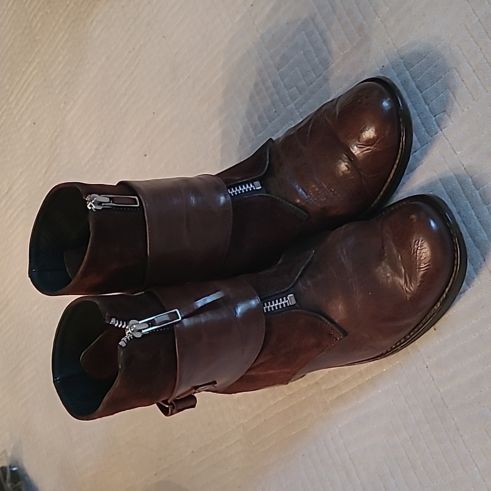 Dusica Dusica Ankle Boots Brown Italy Zipper, Size 36, 5.5